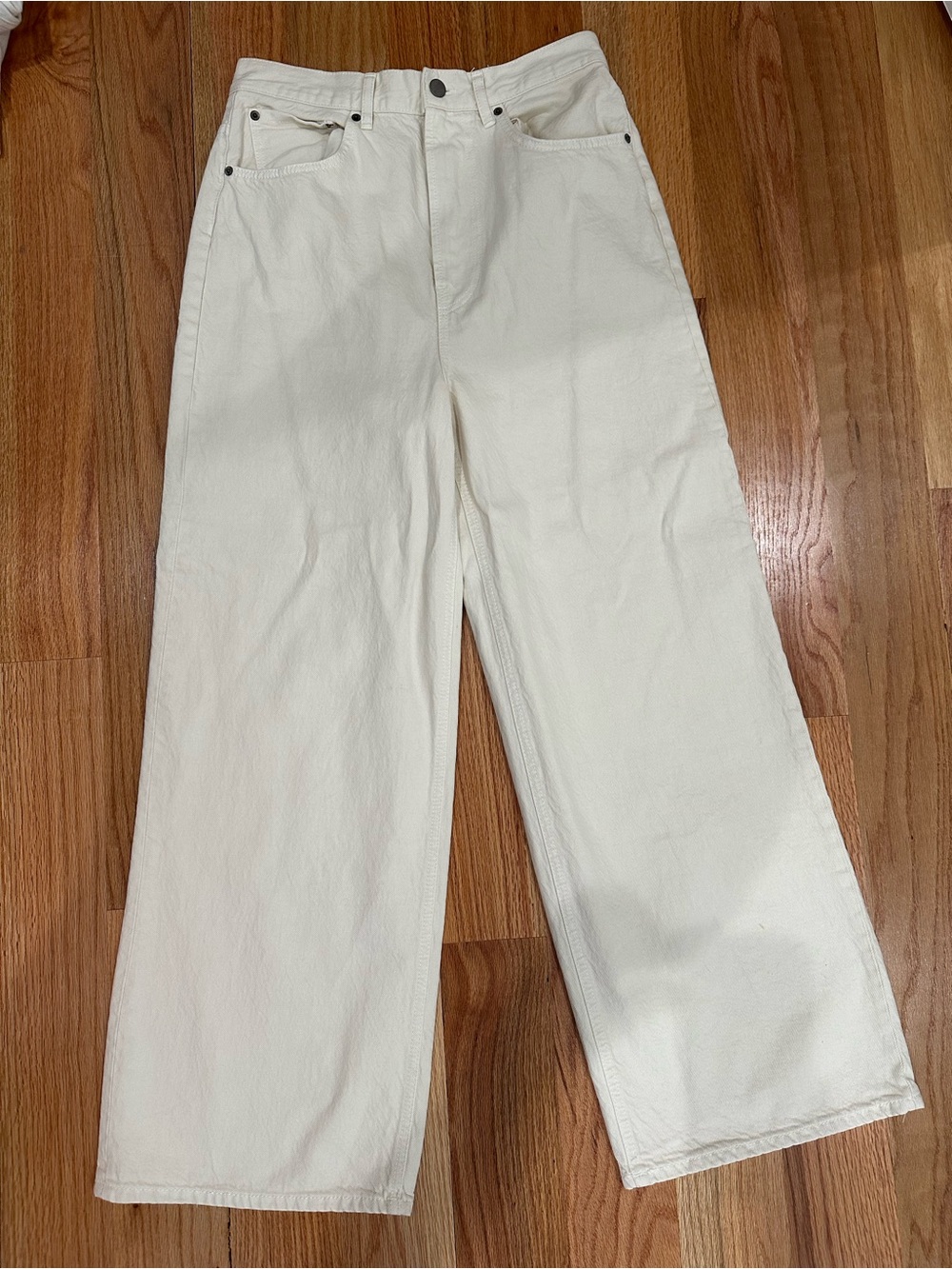Zara Cream Wide-Leg High-Rise Jeans